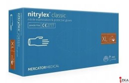 Rękawice nitrylowe bezpudrowe diagnostyczne MERCATOR, nitrylex classic, (100 szt.), rozmiar XL, niebieskie