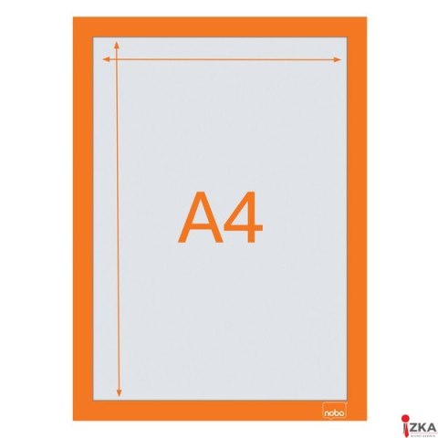 Samoprzylepna, magnetyczna ramka Nobo na plakat (2 szt.), A4, pomarańczowa
