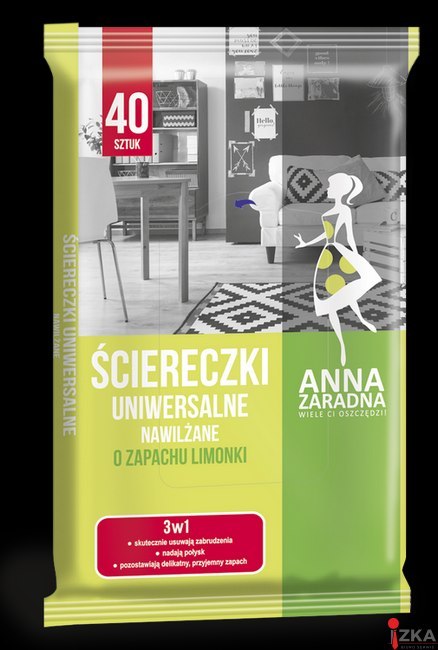 ANNA ZARADNA Ściereczki nawilżane , uniwersalne o zapachu limonki, 40 szt., białe chusteczki, 030156