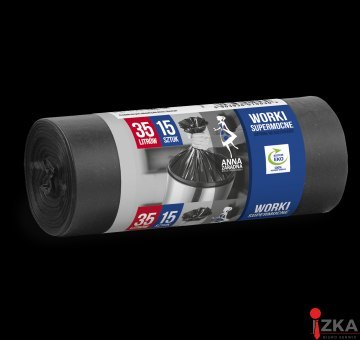STELLA Worki 35l na śmieci LDPE supermocne czarne (15 szt.)10530