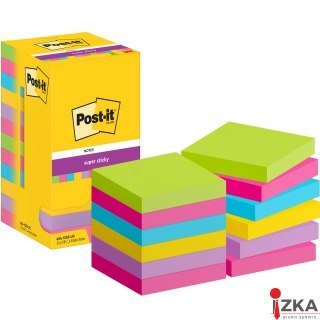 Bloczek samoprzylepny POST-IT® Super sticky, 76x76mm, 12x90 kart., mix kolorów, 3M-4064035065683