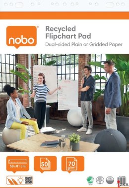 Blok Nobo Recycled do flipcharta (2 szt.), 58x81cm, 50 kartek 70g.(gładkie/w kratkę)