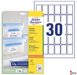 Etykiety na mrożonki, A4, 25 arkuszy, 30 x 50 mm, białe, AVERY ZWECKFORM, L7975-25 SALE