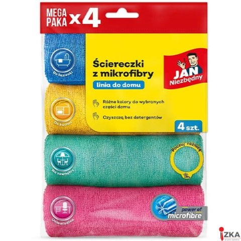 JAN NIEZBĘDNY Ściereczki z mikrofibry, 4 szt., mix, 55832