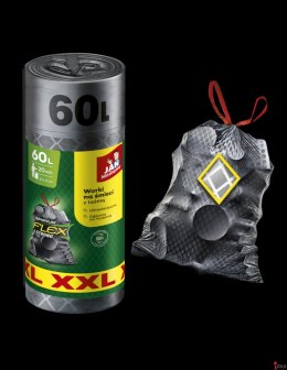 JAN NIEZBĘDNY Worki na śmieci magnum flex z taśmą 60l 20szt. szare 353487
