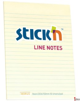 Notes w linie 203x152 mm, 50 kartek, żółty pastel, 21038 Bloczek STICKN