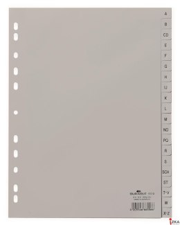 Przekładki PP A4 szare, nadr. indeks, A-Z, 20 części Szary 651010 DURABLE