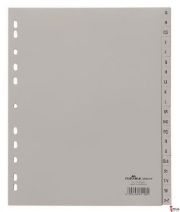 Przekładki PP A4 szare, nadr. indeks, A-Z, 20 części Szary 652010 DURABLE