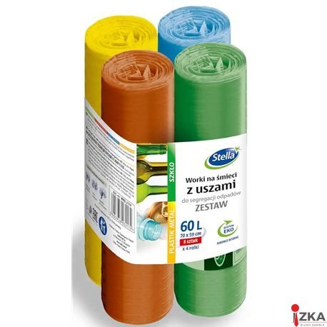 STELLA Worki 60l z uszami, do segregacji odpadów, zestaw 4x8 szt., mix, ST-ST-045174