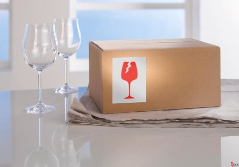 Etykiety Ostrożnie szkło 7251 74 x 100 w rolce Ostrzegawcze etykiety wysyłkowe Avery Zweckform