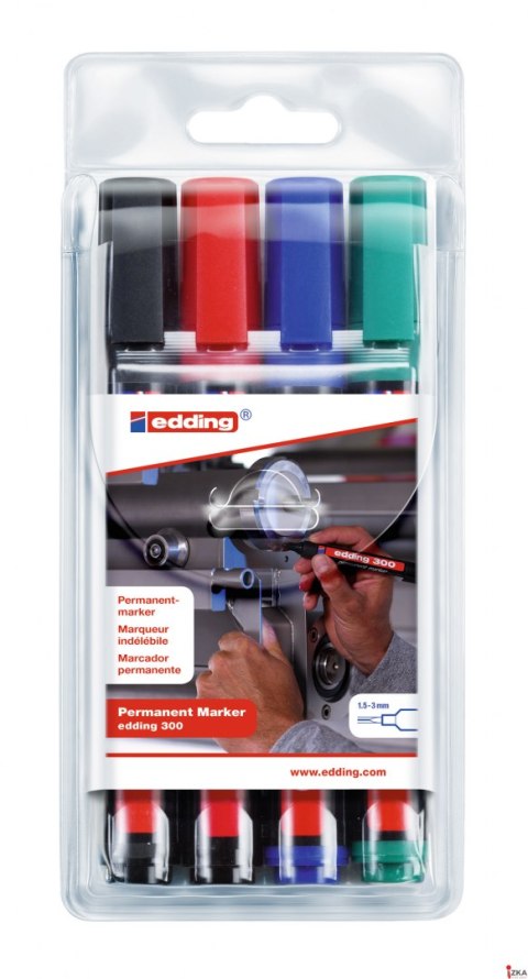 Marker perm.300-4szt EDDING końcówka okrągła