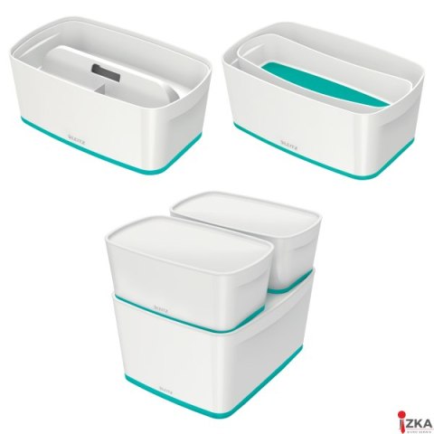 Pojemnik_ MyBox mały z pokrywką, biało-turkusowy 52291051