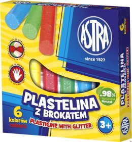 Plastelina Astra z brokatem 6 kolorów, 303109001