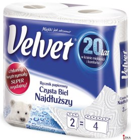 Ręcznik Velvet Extra Long Biały 2 rolki 100% celuloza
