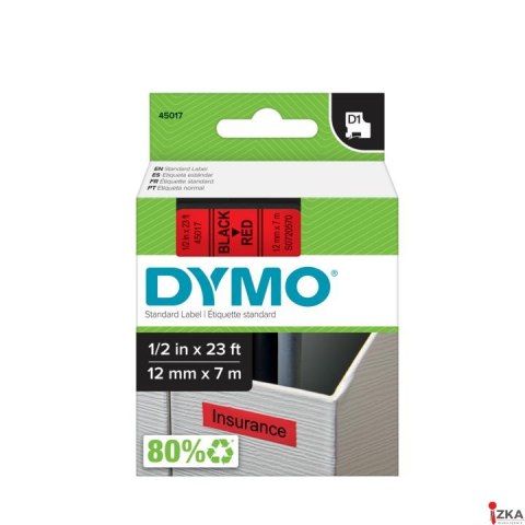 Taśma DYMO D1 - 12 mm x 7 m, czarny / czerwony S0720570 do drukarek etykiet