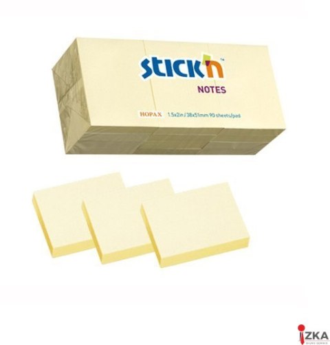 Bloczki STICKN 38x51mm żółty pastele 12bloczków x 100 kartek 21530