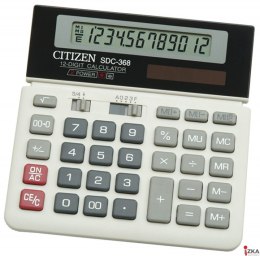 Kalkulator biurowy CITIZEN SDC-368, 12-cyfrowy, 152x152mm, czarno-biały