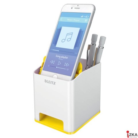Kubek na długopisy Leitz WOW ze wzmacniaczem dźwięku, żółty 53631016