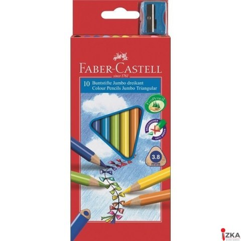 Kredki trójkątne FABER-CASTELL Junior Grip 10 kolorów 116510 FC Kredki trójkątne FABER-CASTELL Junior Grip 10 kolorów 116510 FC