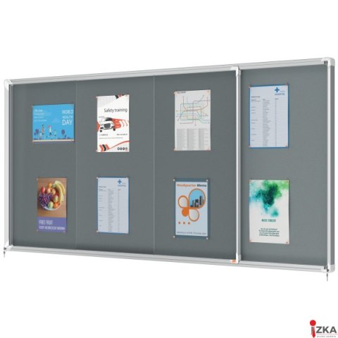 Gablota filcowa Nobo Premium Plus 27xA4, szara (drzwiczki przesówne) 1915339