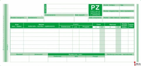 Przyjęcie materiałów z zewnątrz PZ, 1/3 A4 80 kartek, 10-352-8 Przyjęcie materiałów z zewnątrz PZ, 1/3 A4 80 kartek, 10-352-8
