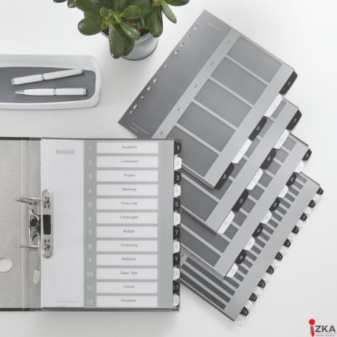 Przekładki plastikowe do nadruku tekstu na kartę, Leitz WOW, 16, biało-czarne 12140000