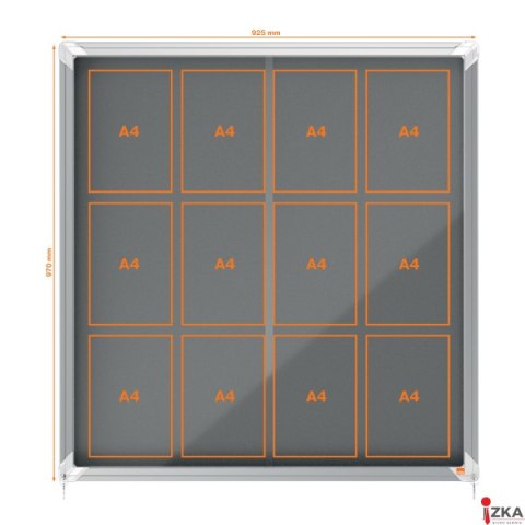 Gablota filcowa Nobo Premium Plus 12xA4, szara (drzwiczki przesówne) 1915337