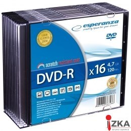 Płyta DVD-R ESPERANZA 4,7GB x16 SLIM CASE 10szt 1112