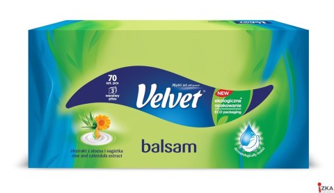 Chusteczki VELVET BALSAM ALOESU I NAGIETEK (70sztuk) 3 warstwy Chusteczki VELVET BALSAM ALOESU I NAGIETEK (70sztuk) 3 warstwy