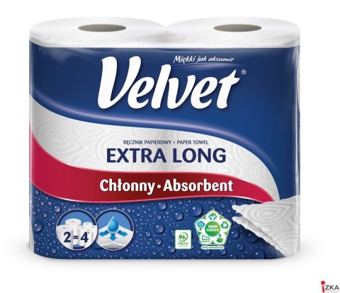 Ręcznik Velvet Extra Long Biały 2 rolki 100% celuloza Ręcznik Velvet Extra Long Biały 2 rolki 100% celuloza
