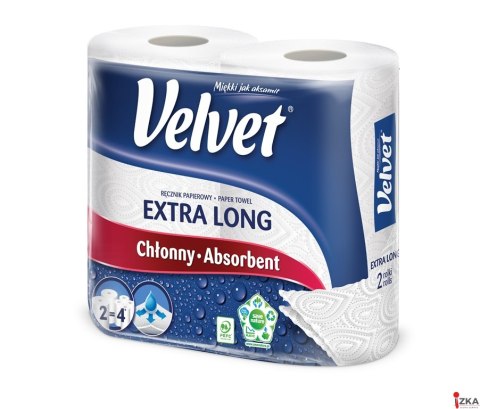 Ręcznik Velvet Extra Long Biały 2 rolki 100% celuloza Ręcznik Velvet Extra Long Biały 2 rolki 100% celuloza