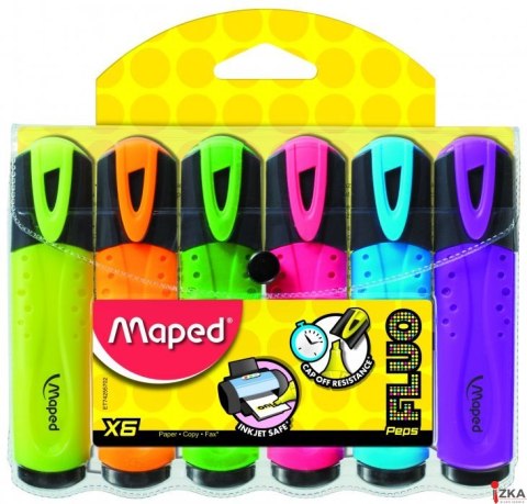 Zakreślacz FLUO PEPS mix kolorów 6szt etui z zawieszką MAPED 742557 Zakreślacz FLUO PEPS mix kolorów 6szt etui z zawieszką MAPED 742557