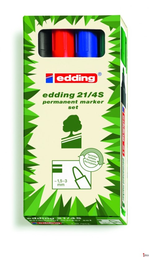 Markery EDDING permanentne ekologiczne 4 kol. etui okr.końc. 21/4s ed
