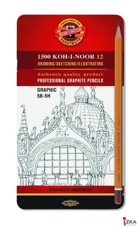 Ołówek Grafitowy 1502/III GRAPHIC 5B-5H komplet 12 szt. KOH I NOOR