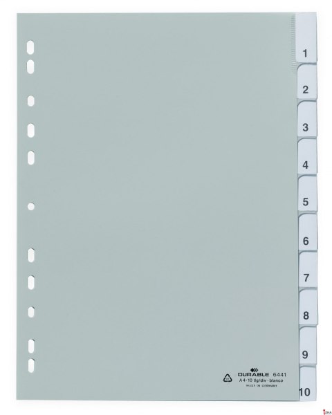 Przekładki A4-10 indeksów PP 644110