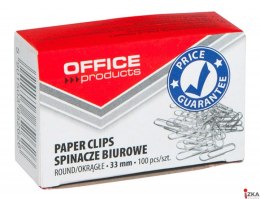 Spinacze okrągłe , 33mm, 100szt., srebrne, typu OFFICE PRODUCTS 18083315-19