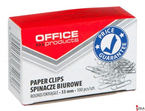 Spinacze okrągłe , 33mm, 100szt., srebrne, typu OFFICE PRODUCTS 18083315-19