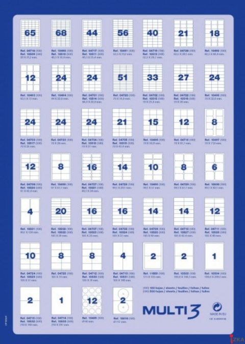 Etykieta uniwersalna 48.5*25.4 MULTI 3 prostokątne, białe AP4717