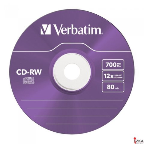 Płyta CD-RW VERBATIM SLIM Kolor 700MB x12 43167
