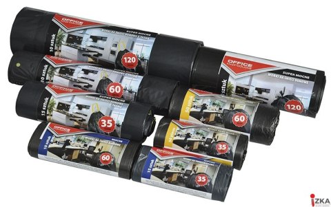 Worki na śmieci biurowe standard (HDPE) 60l 50szt. czarne OFFICE PRODUCTS 22011123-05