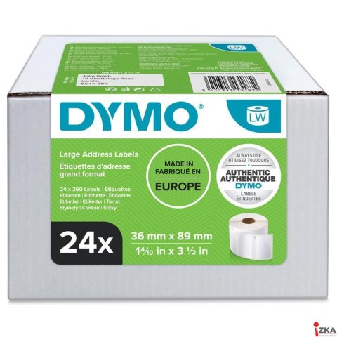 Etykieta DYMO adresowa - 89 x 36 mm, biały - VALUE PACK 24 szt. S0722390