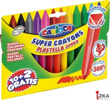 Kredki CARIOCA PLASTELLO JUMBO, 12 kolorów 170-2185