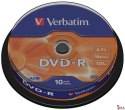 Płyta DVD-R VERBATIM CAKE(10) 4.7GB x16 Matt Silver 43523