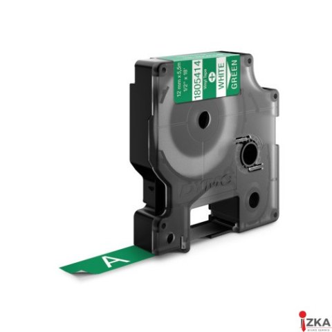 Taśma winylowa RHINO 12 mm biała na zielonym 1805414 DYMO