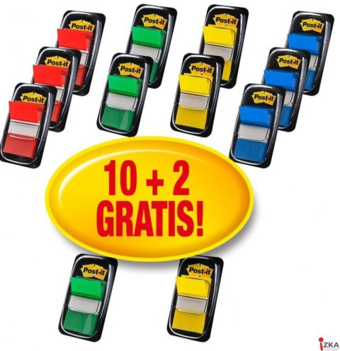 Zestaw promocyjny zakładek POST-IT (680 -P10+2), PP, 25,4x43,2mm, mix kolorów, 10+2 GRATIS