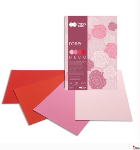 Blok Deco Rose A4, 170g, 20 ark, 4 kol. tonacja różowo-czerwona, Happy Color HA 3717 2030-062