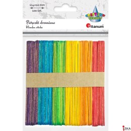 Patyczki drewniane mix kolorów (100) 11,4cm 361574 TITANUM 50 kolorowych + 50 naturalnych