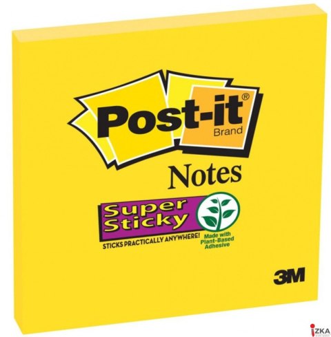 Bloczek samoprzylepny SUPER STICKY 654-S 76X76MM, 1X90kartek, żółty 3M