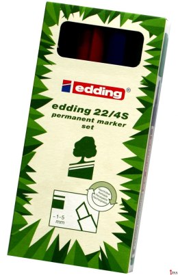Markery EDDING permanentne ekologiczne 4 kol. etui ścięta końcówka 22/4s ed
