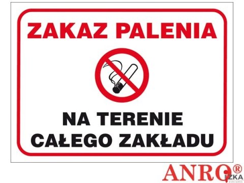 Naklejka ZAKAZ PALENIA NA TERENIE CAŁEGO ZAKŁADU ZZ-51P/F 250X350